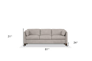 Homeroots 81" Light Gray Leather Sofa With Black Legs   491288