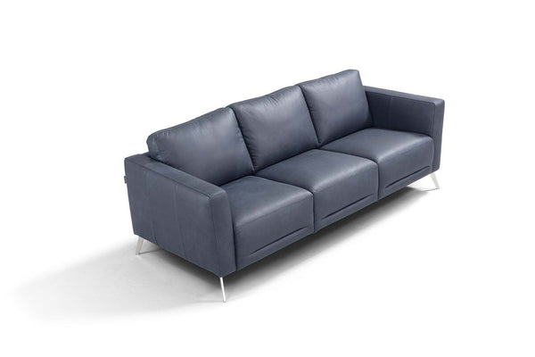 Homeroots 85" Blue Leather Sofa With Black Legs   491289
