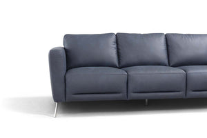 Homeroots 85" Blue Leather Sofa With Black Legs   491289