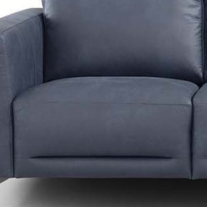 Homeroots 85" Blue Leather Sofa With Black Legs   491289