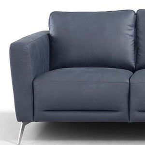 Homeroots 85" Blue Leather Sofa With Black Legs   491289