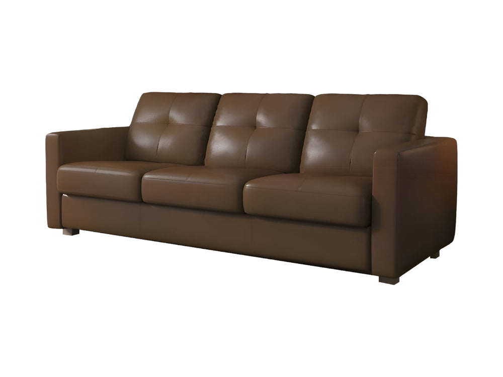 Homeroots 81" Brown Leather Sleeper Sofa With Black Legs   491296