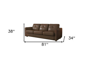 Homeroots 81" Brown Leather Sleeper Sofa With Black Legs   491296