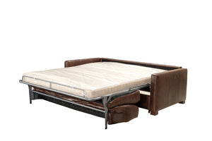 Homeroots 81" Brown Leather Sleeper Sofa With Black Legs   491296