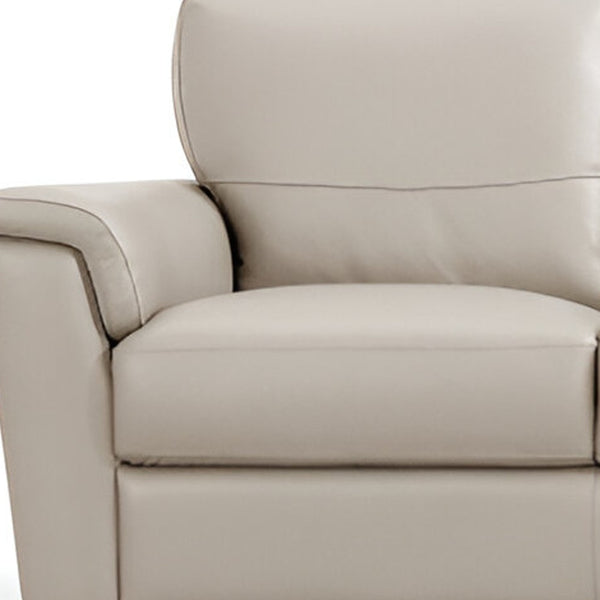 Homeroots 85" Beige Leather Sofa With Black Legs   491298