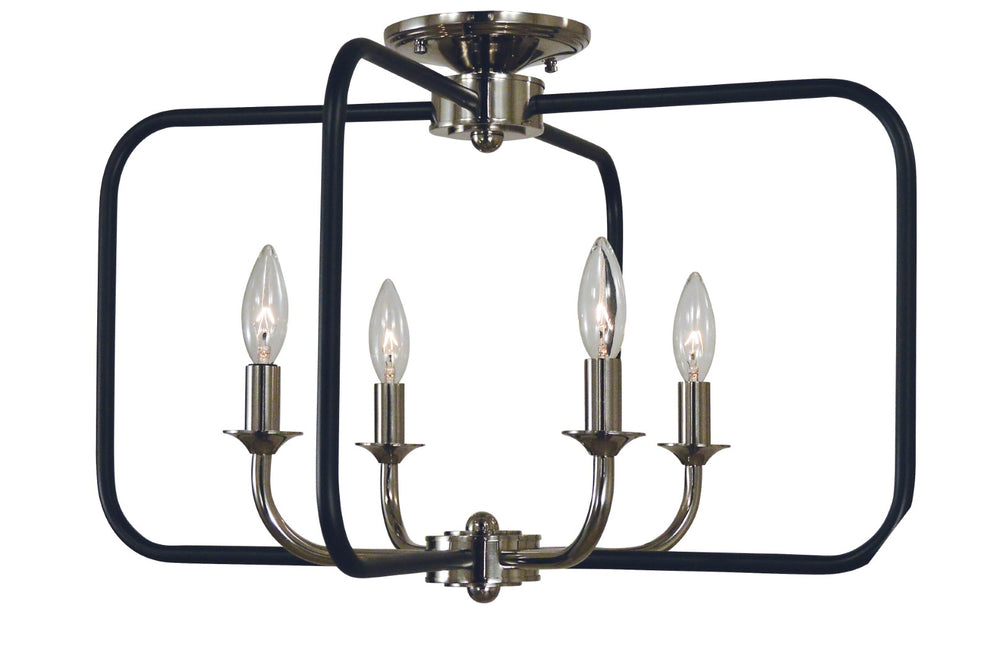 Framburg 4-light Matte Black Theorem Dining Chandelier - Elegant Flush Mount Lighting For Modern Spaces Polished Nickel With Matte Black Accents Metal 4913 Pn/Mblack