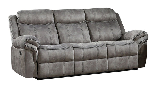 Homeroots 87" Gray Velvet Reclining Usb Sofa With Black Legs   491314