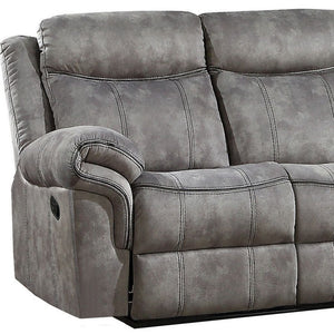 Homeroots 87" Gray Velvet Reclining Usb Sofa With Black Legs   491314