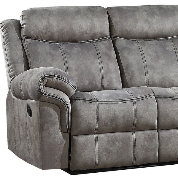 Homeroots 87" Gray Velvet Reclining Usb Sofa With Black Legs   491314