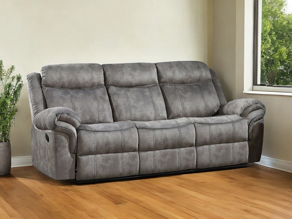 Homeroots 87" Gray Velvet Reclining Usb Sofa With Black Legs   491314