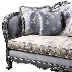 Homeroots 89" Platinum Imitation Silk Damask Sofa And Toss Pillows   491319