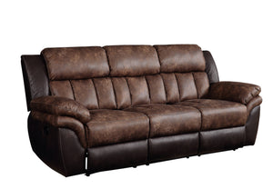Homeroots 91" Espresso Microfiber Reclining Sofa With Black Legs   491321