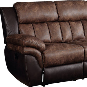 Homeroots 91" Espresso Microfiber Reclining Sofa With Black Legs   491321