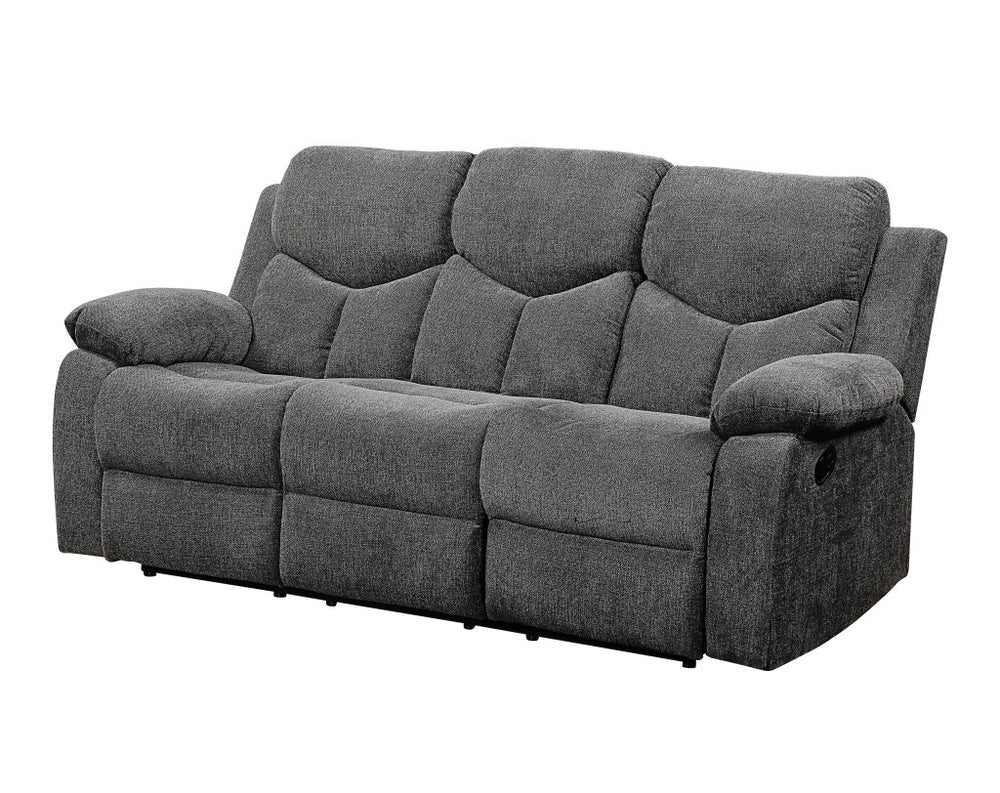 Homeroots 82" Gray Chenille Reclining Sofa With Black Legs   491322