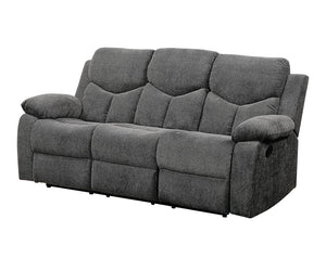 Homeroots 82" Gray Chenille Reclining Sofa With Black Legs   491322