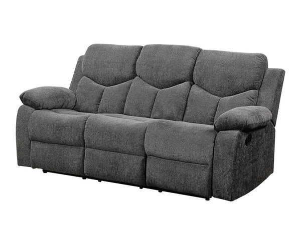 Homeroots 82" Gray Chenille Reclining Sofa With Black Legs   491322