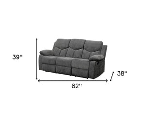 Homeroots 82" Gray Chenille Reclining Sofa With Black Legs   491322