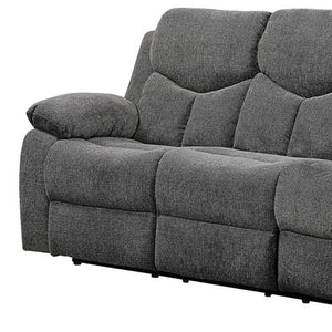 Homeroots 82" Gray Chenille Reclining Sofa With Black Legs   491322