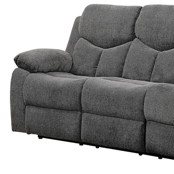 Homeroots 82" Gray Chenille Reclining Sofa With Black Legs   491322