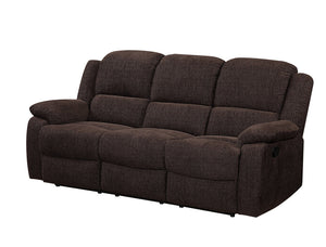 Homeroots 79" Brown Chenille Reclining Sofa With Black Legs   491323