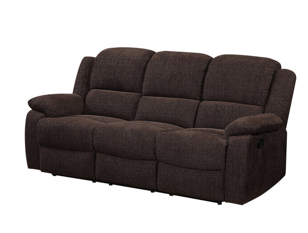 Homeroots 79" Brown Chenille Reclining Sofa With Black Legs   491323