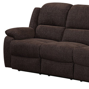 Homeroots 79" Brown Chenille Reclining Sofa With Black Legs   491323