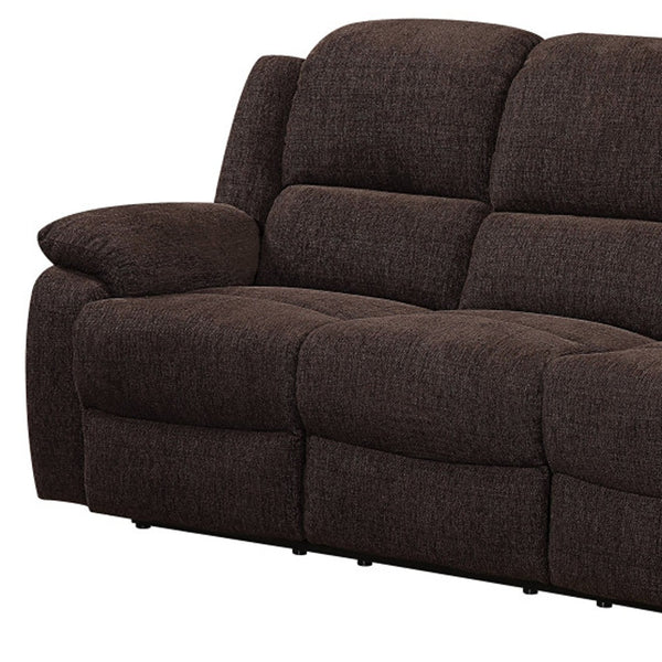 Homeroots 79" Brown Chenille Reclining Sofa With Black Legs   491323