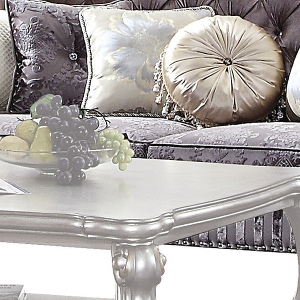 HomeRoots 99" Velvet Antique Platinum Sofa - Luxurious Comfort with Elegant Nailhead Trim & Plush Cushions 491329