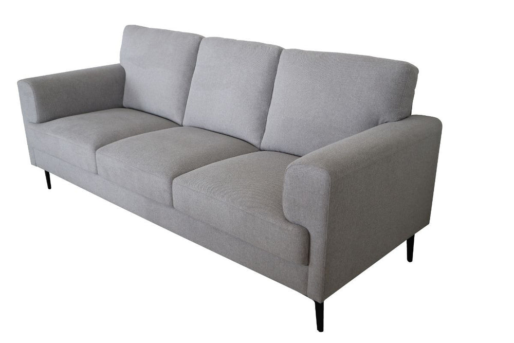 Homeroots 84" Light Gray Linen Sofa With Black Legs   491331