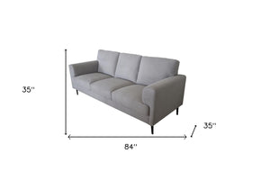 Homeroots 84" Light Gray Linen Sofa With Black Legs   491331