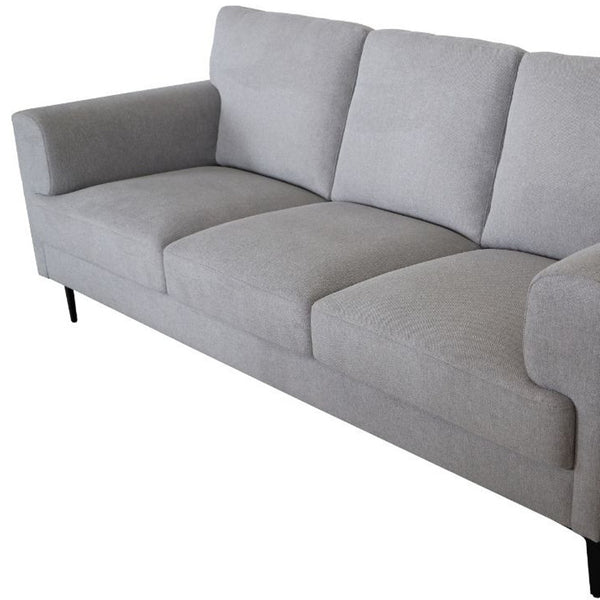 Homeroots 84" Light Gray Linen Sofa With Black Legs   491331