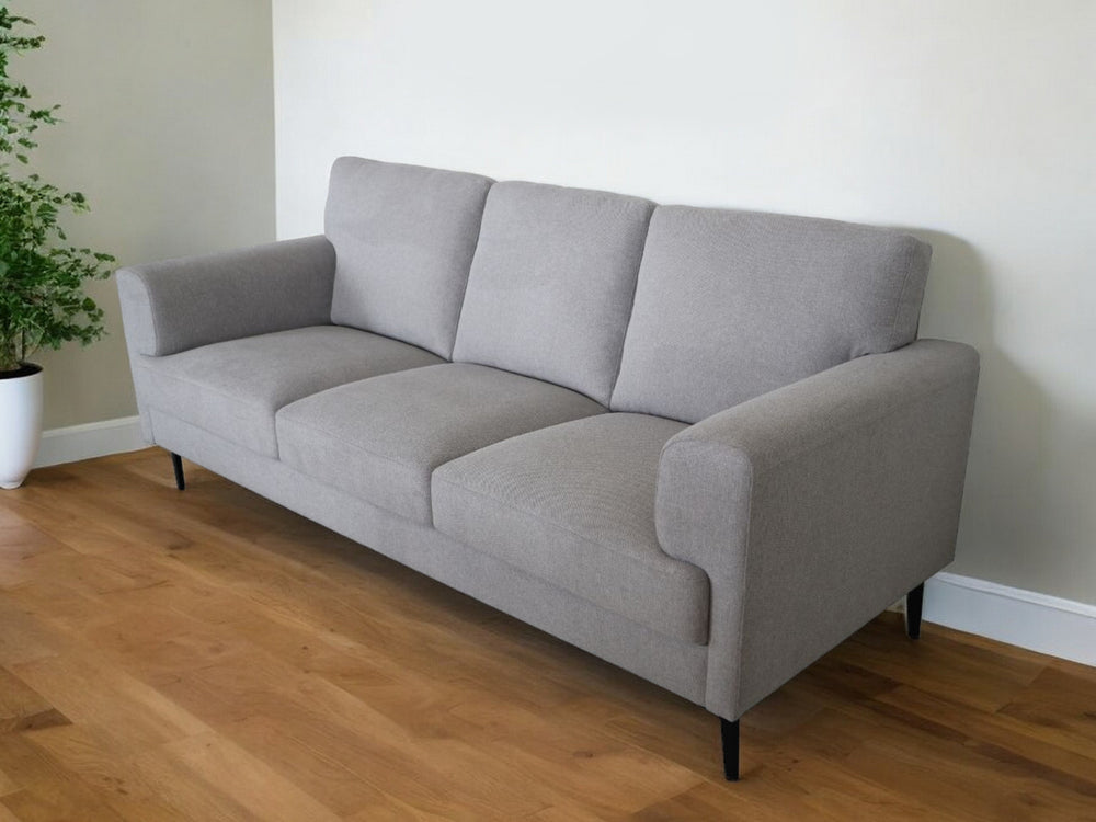 Homeroots 84" Light Gray Linen Sofa With Black Legs   491331