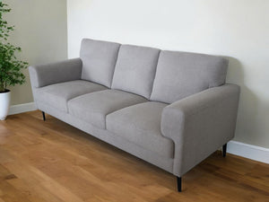 Homeroots 84" Light Gray Linen Sofa With Black Legs   491331
