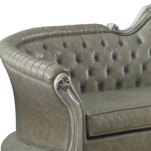 Homeroots 113" Bone Faux Leather Sofa And Toss Pillows With White Legs   491333