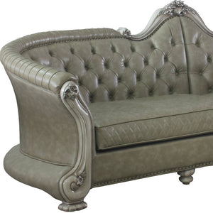 Homeroots 113" Bone Faux Leather Sofa And Toss Pillows With White Legs   491333