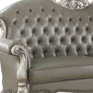 Homeroots 96" Bone Faux Leather Sofa And Toss Pillows With White Legs   491334