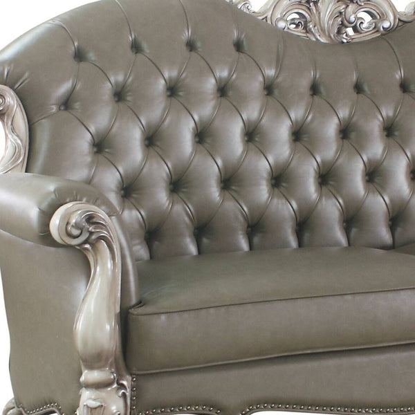 Homeroots 96" Bone Faux Leather Sofa And Toss Pillows With White Legs   491334