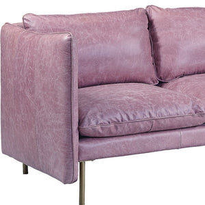 Homeroots 91" Wisteria Top Grain Leather Sofa With Black Legs   491344