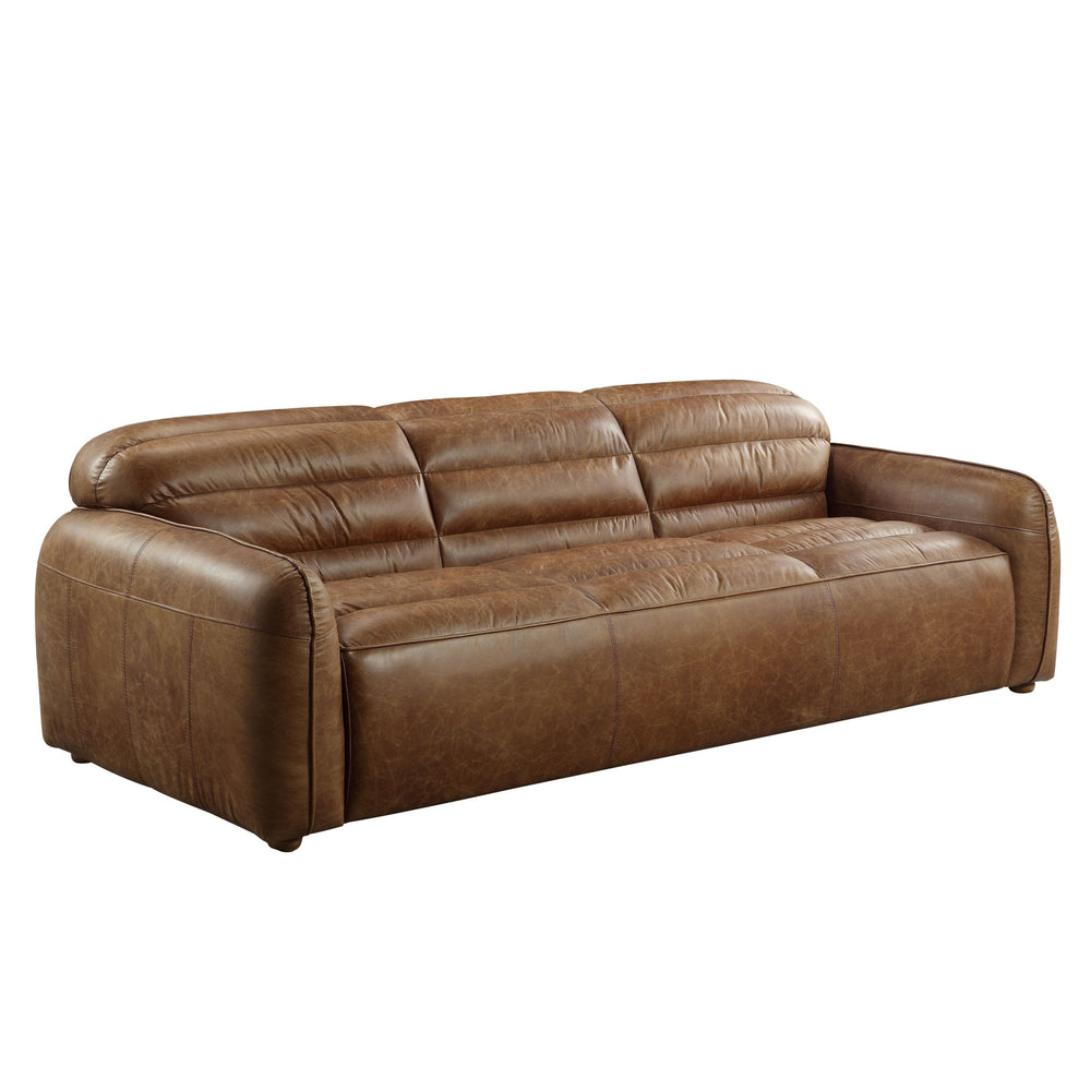 Homeroots 95" Dark Brown Top Grain Leather Sofa With Black Legs   491345