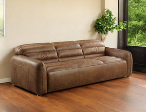 Homeroots 95" Dark Brown Top Grain Leather Sofa With Black Legs   491345