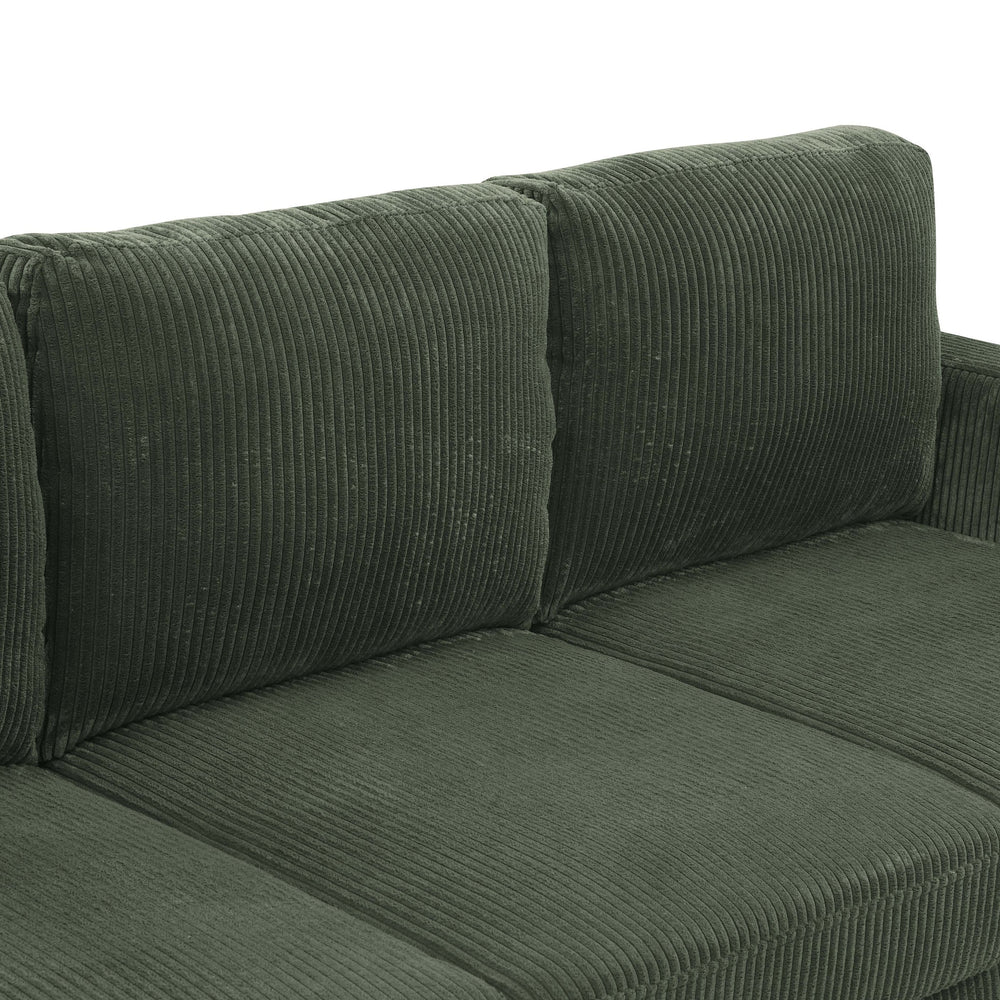 English Elm Savannah Plush Corduroy Modular Sectional Sofa with Ottoman — Customizable Layouts & Padded Comfort Green B355S00009
