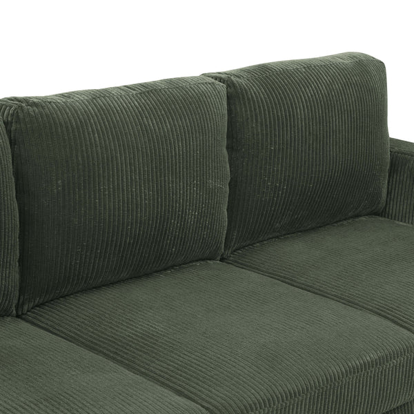 English Elm Savannah Plush Corduroy Modular Sectional Sofa with Ottoman — Customizable Layouts & Padded Comfort Green B355S00009