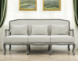 Homeroots 76" Cream Linen Sofa With Brown Legs   491352