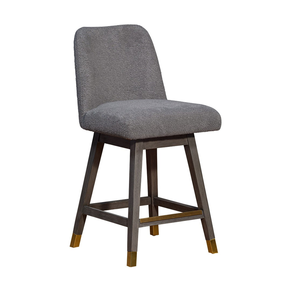 HomeRoots 26" Gray Swivel Bar Chair - Stylish Solid Wood Design with Comfortable Upholstered Seat & 360° Mobility 491353