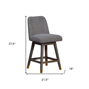 HomeRoots 26" Gray Swivel Bar Chair - Stylish Solid Wood Design with Comfortable Upholstered Seat & 360° Mobility 491353