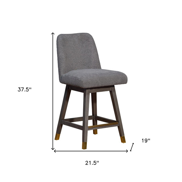 HomeRoots 26" Gray Swivel Bar Chair - Stylish Solid Wood Design with Comfortable Upholstered Seat & 360° Mobility 491353