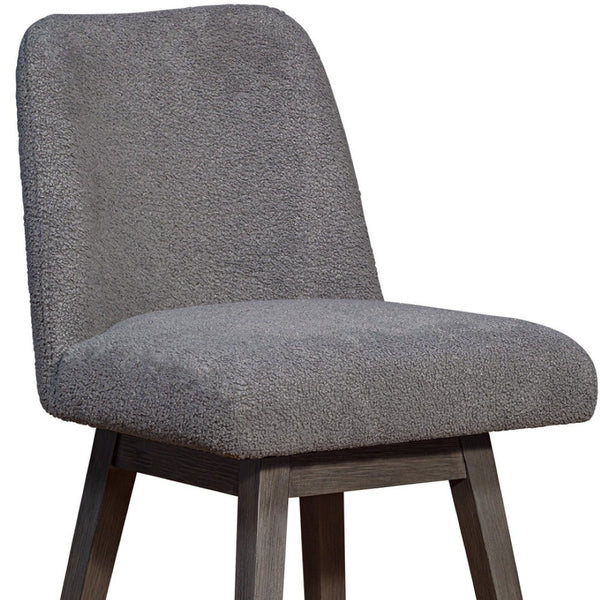 HomeRoots 26" Gray Swivel Bar Chair - Stylish Solid Wood Design with Comfortable Upholstered Seat & 360° Mobility 491353