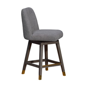 HomeRoots 26" Gray Swivel Bar Chair - Stylish Solid Wood Design with Comfortable Upholstered Seat & 360° Mobility 491353