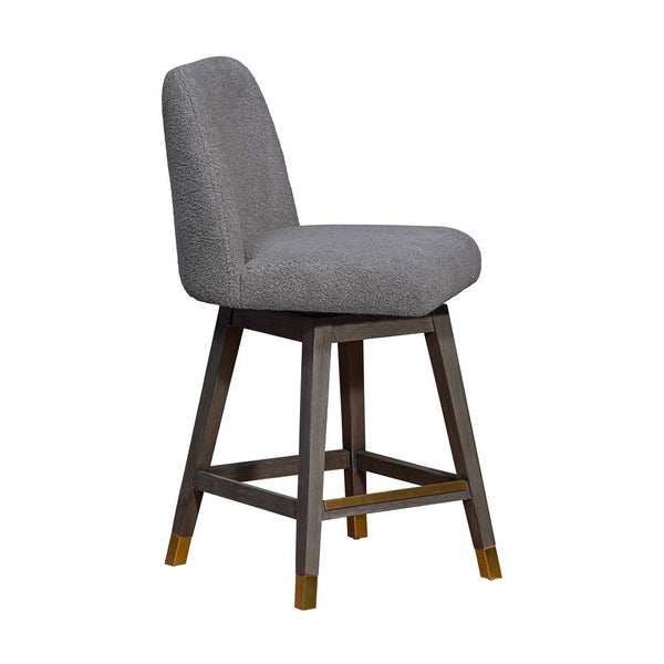 HomeRoots 26" Gray Swivel Bar Chair - Stylish Solid Wood Design with Comfortable Upholstered Seat & 360° Mobility 491353