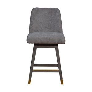 HomeRoots 26" Gray Swivel Bar Chair - Stylish Solid Wood Design with Comfortable Upholstered Seat & 360° Mobility 491353